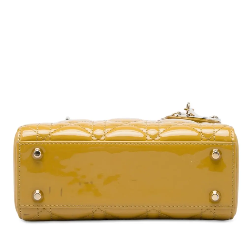 Dior Mini Patent Cannage Lady Dior Yellow Leather Very good - Inside View