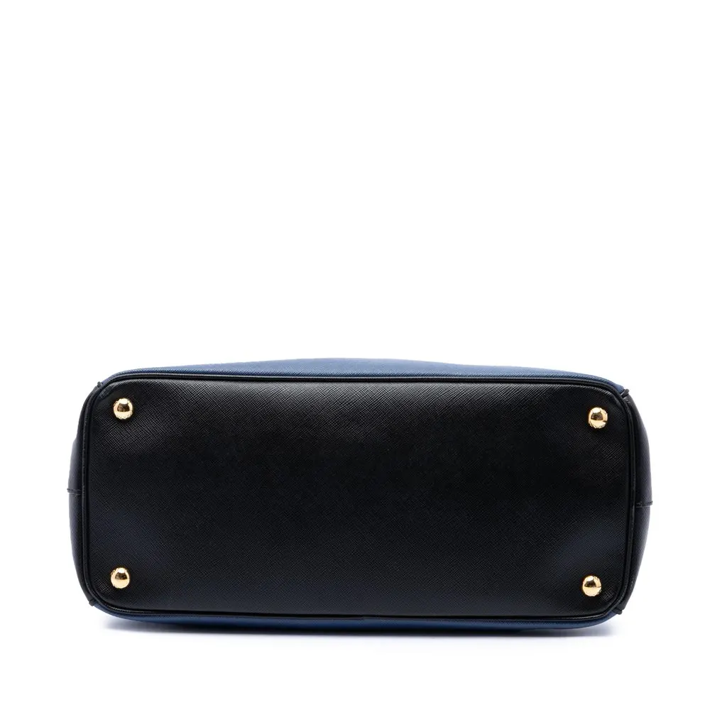 Prada Medium Bicolor Saffiano Lux Galleria Double Zip Satchel Blue Leather Good - Inside View