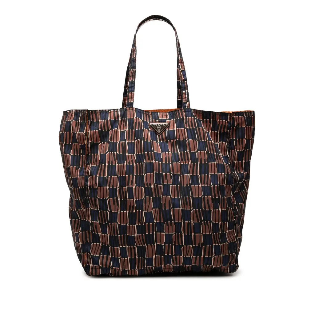 Prada Tessuto Stampato Tote Brown Very good - Front View