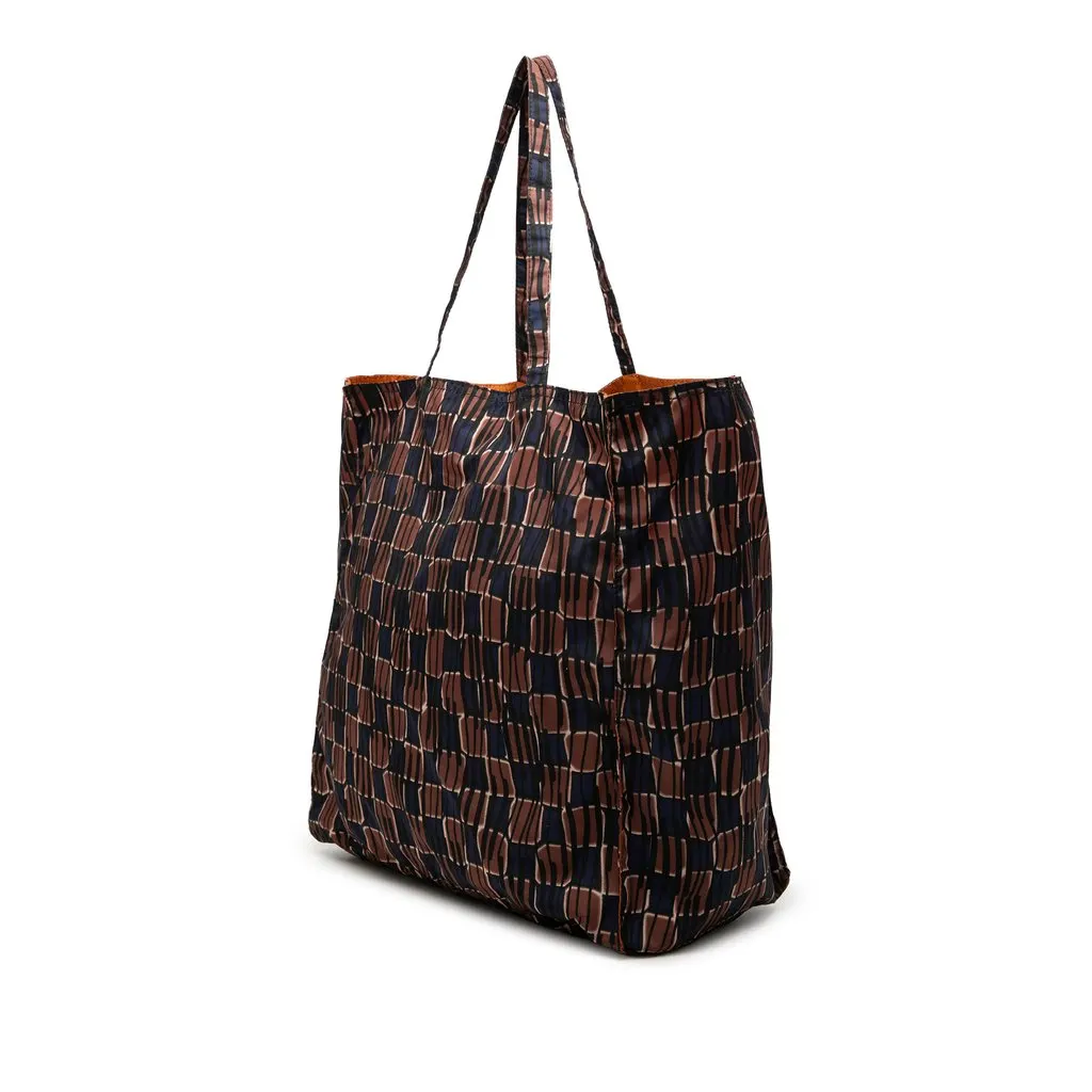 Prada Tessuto Stampato Tote Brown Very good - Back View