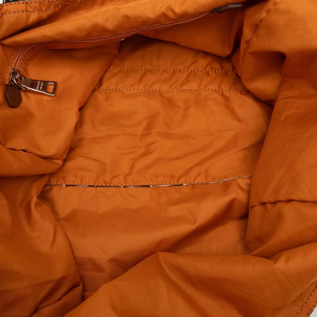 Prada Tessuto Stampato Tote Brown Very good - Model View