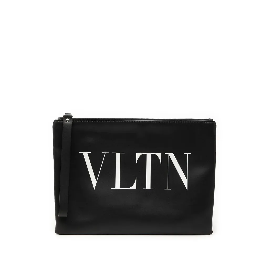 Valentino Leather VLTN Clutch Black Leather Very good - Front View