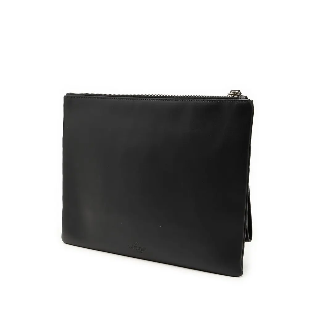 Valentino Leather VLTN Clutch Black Leather Very good - Back View