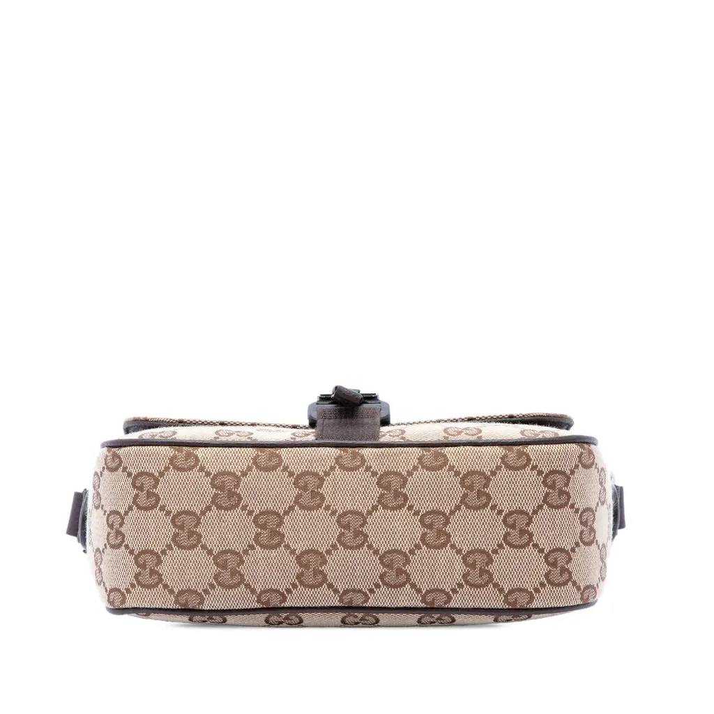 Gucci GG Canvas Web Buckle Flap Crossbody Beige Very good - Inside View