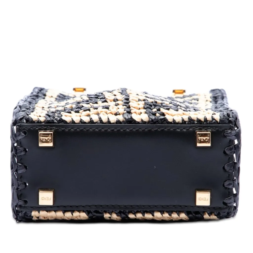 Fendi Mini Zucca Raffia Sunshine Shopper Tote Black Very good - Inside View