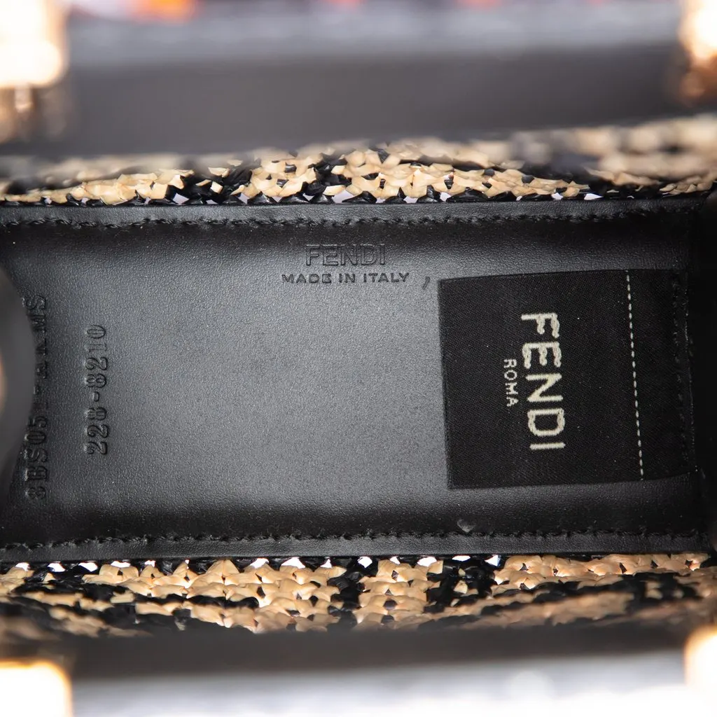 Fendi Mini Zucca Raffia Sunshine Shopper Tote Black Very good - Model View