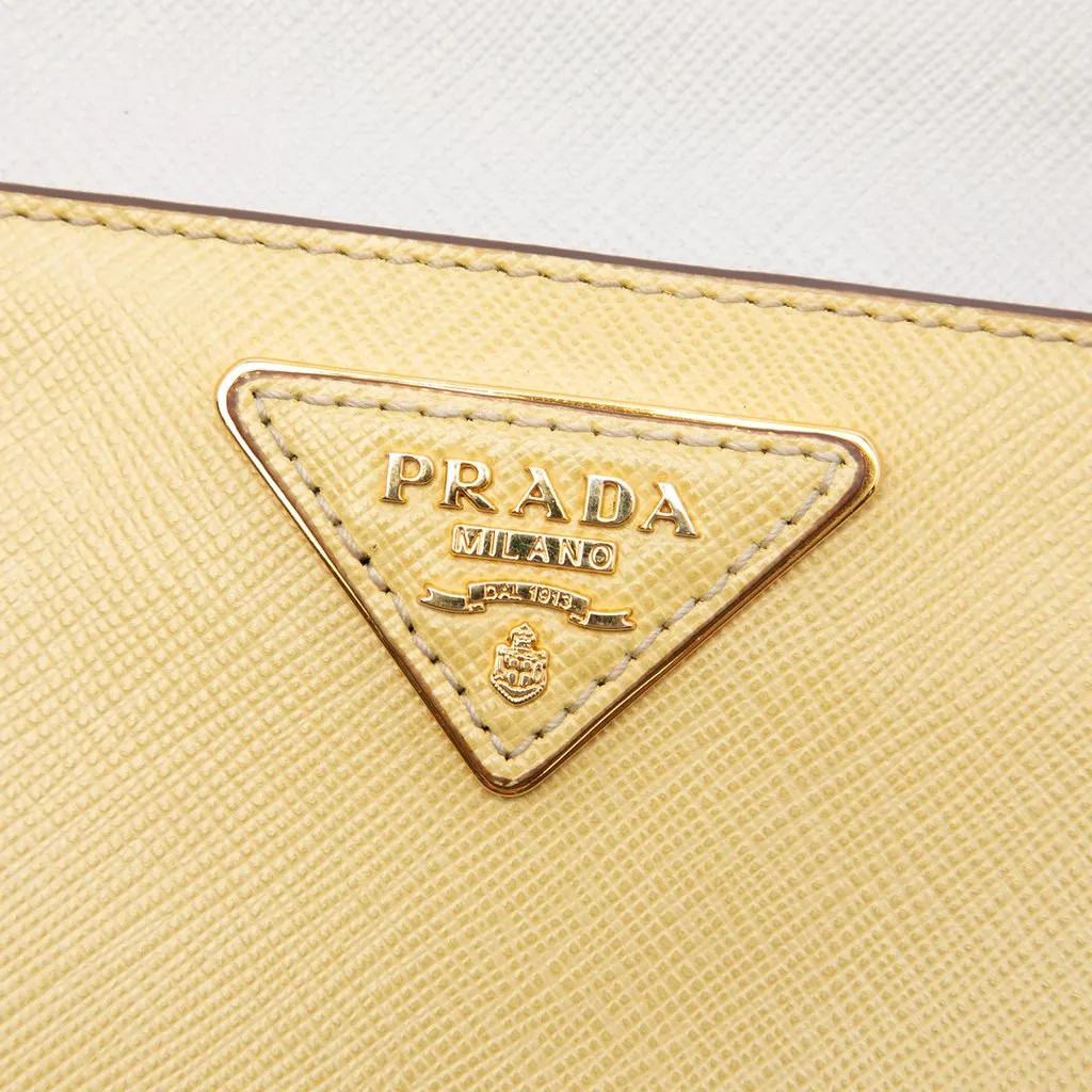 Prada Bicolor Saffiano Lux Clutch Yellow Leather Very good - Box View