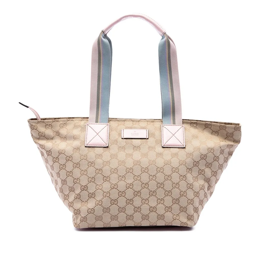 Gucci GG Canvas Web Tote Beige Canvas Very good - Front View