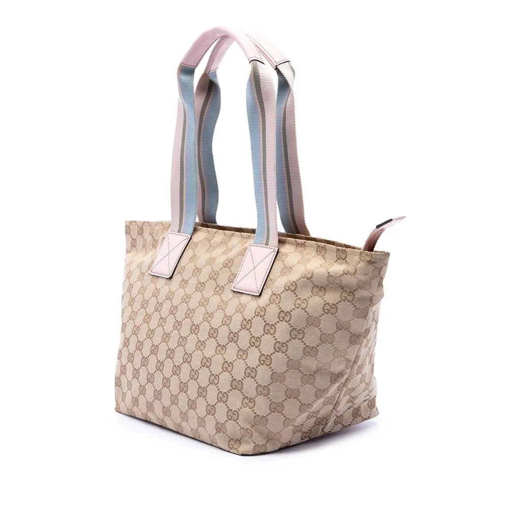 Gucci GG Canvas Web Tote Beige Canvas Very good - Back View