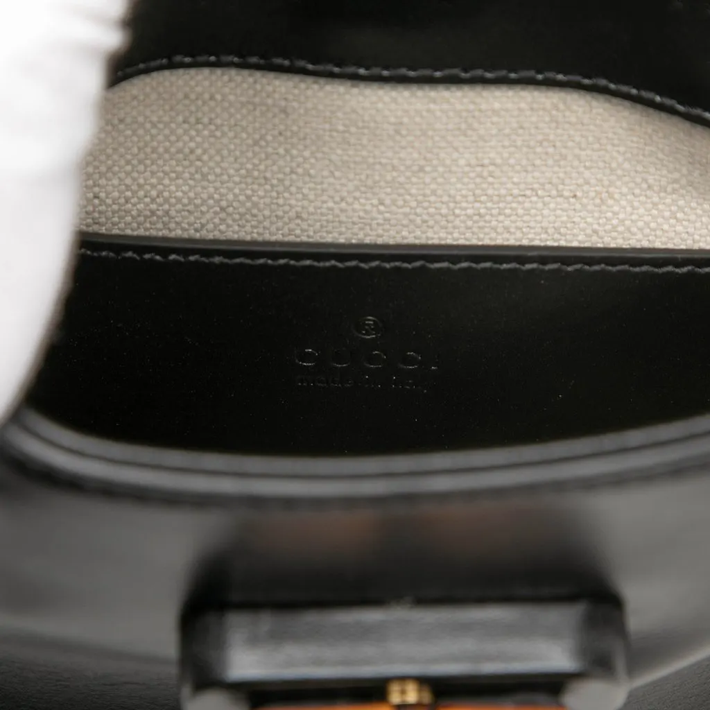 Gucci Mini Calfskin Bamboo Top Handle Bag Black Leather Good - Box View
