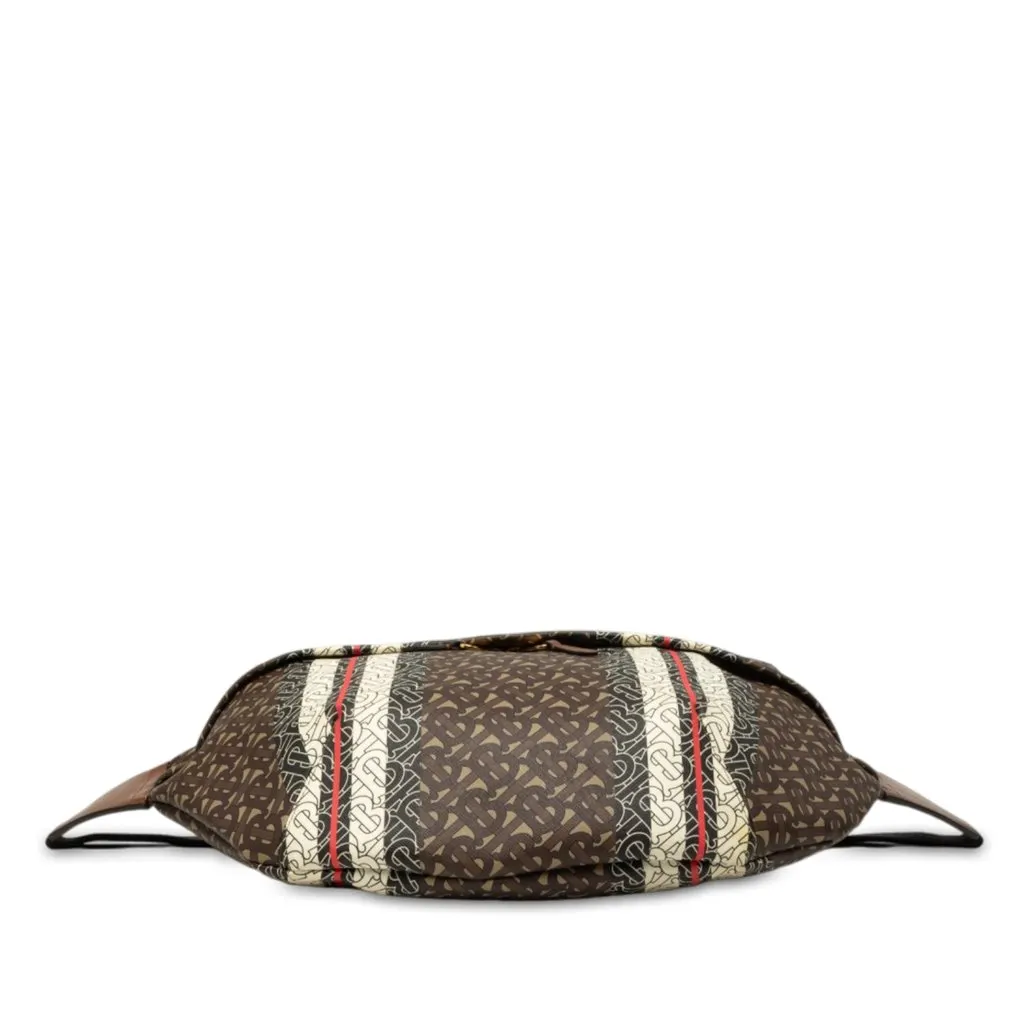 Burberry Extra Large TB Monogram E-Canvas Stripe Belt Bag Brown Very good - Inside View
