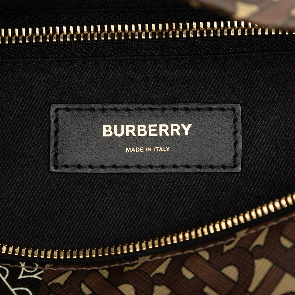 Burberry Extra Large TB Monogram E-Canvas Stripe Belt Bag Brown Very good - Box View