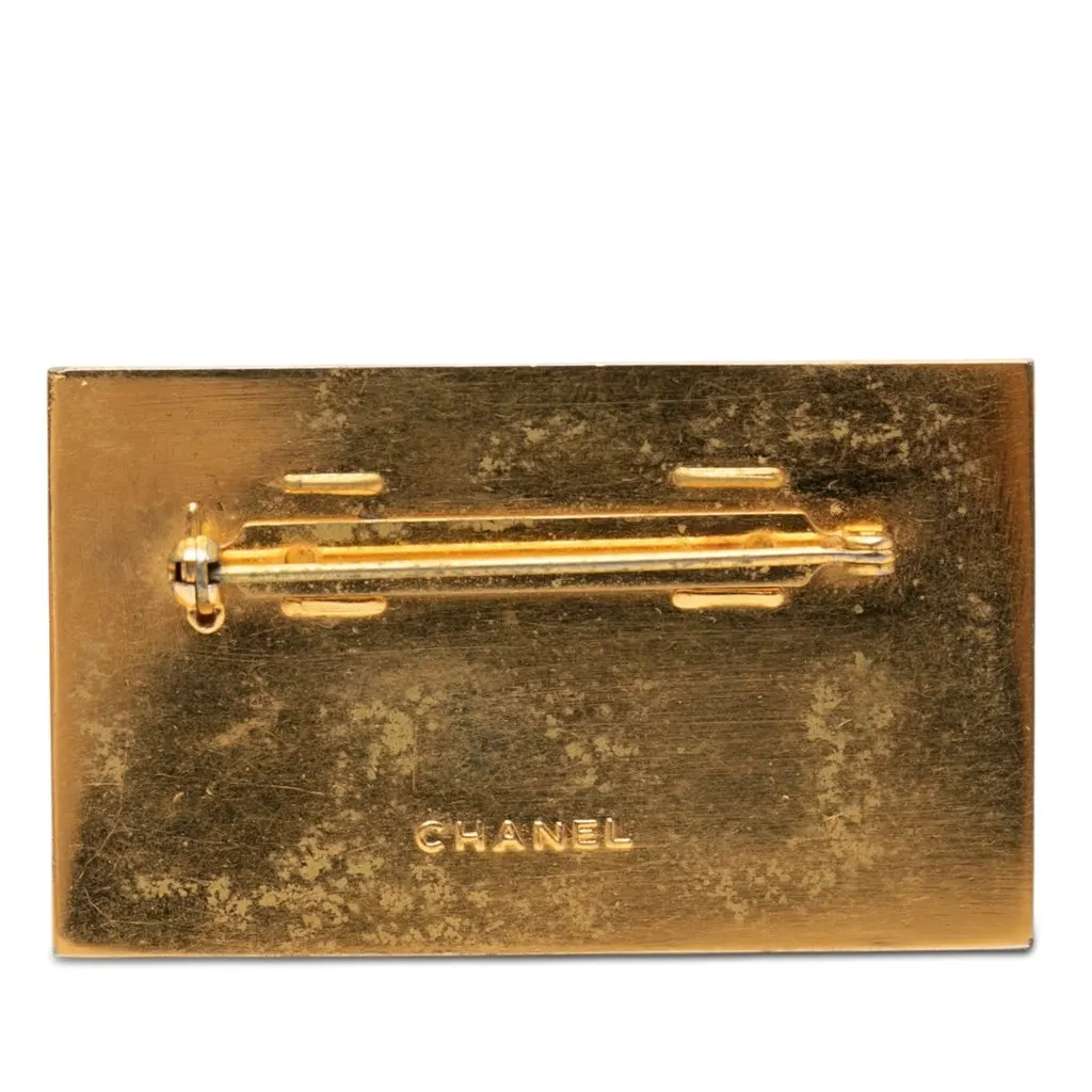 Chanel CC Gold Plated Logo Plate Brooch Gold Metal Very good - Back View