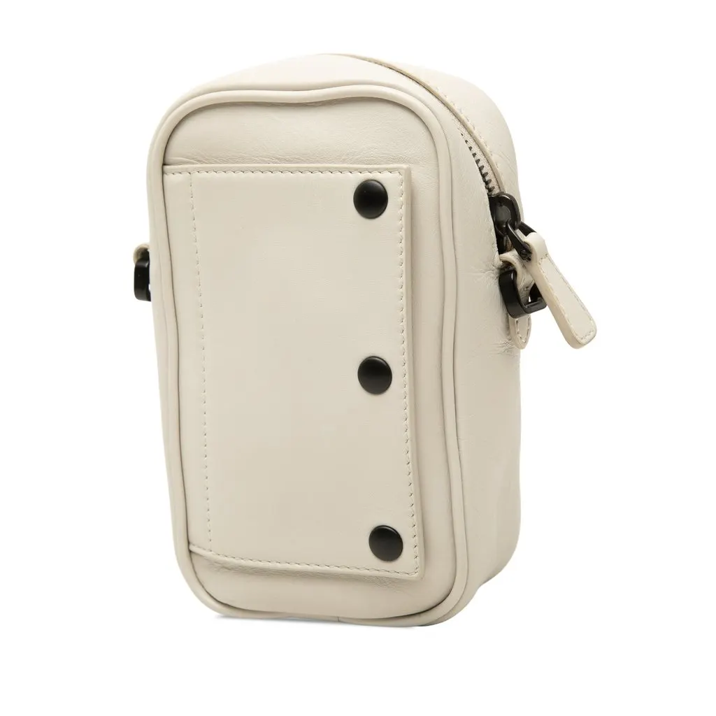 Bottega Veneta Perforated Calfskin Leggero Crossbody White Leather Very good - Back View