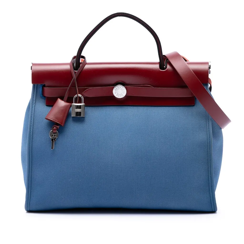 Hermès Toile Herbag Zip 31 Blue Very good - Front View