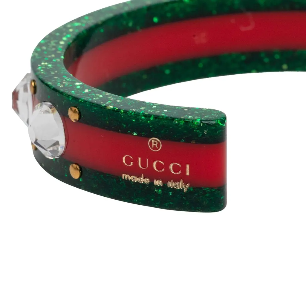 Gucci Resin and Strass Web Bee Cuff Bracelet Red Plastic Very good - Model View