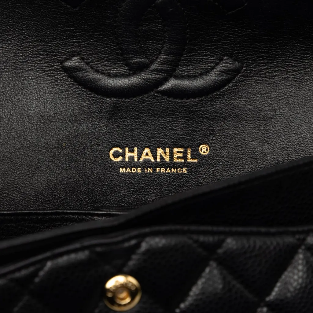 Chanel Medium Classic Caviar Double Flap Black Leather Very good - Box View