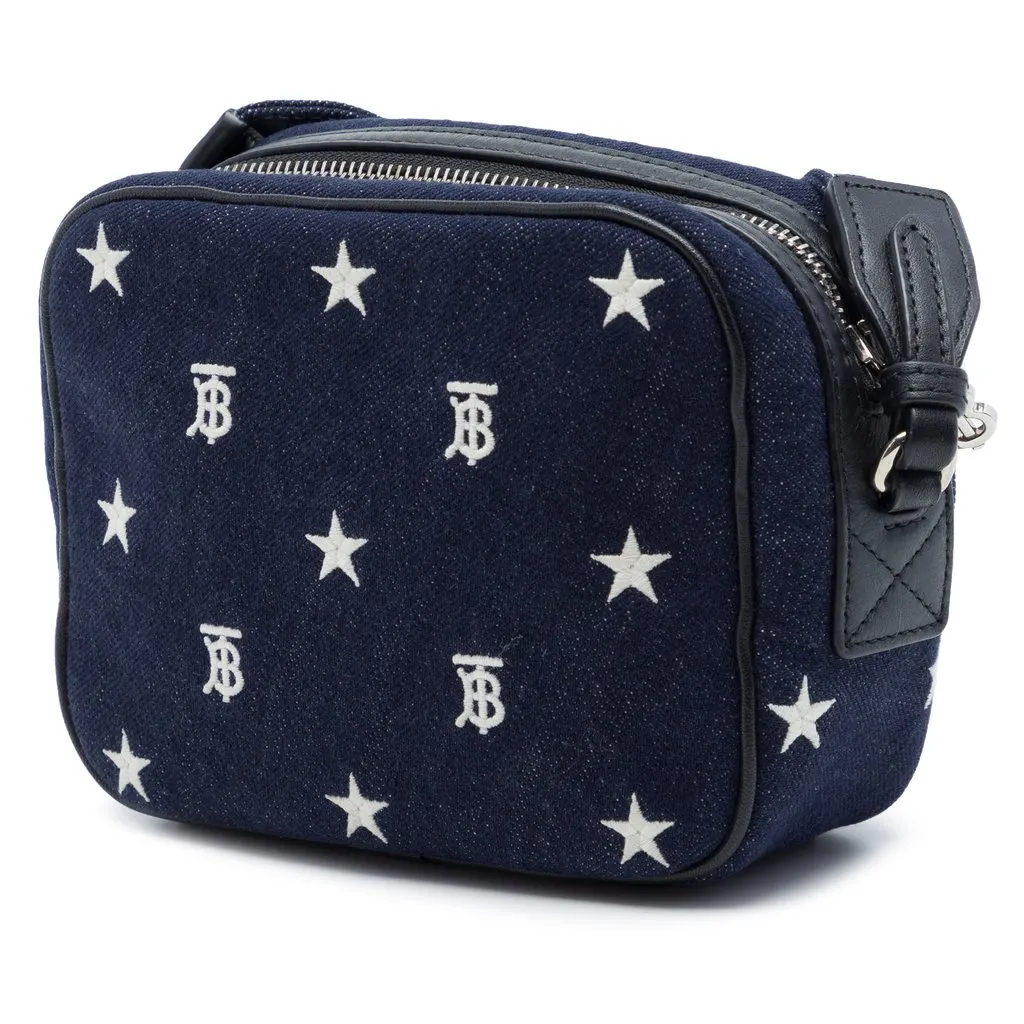Burberry Denim TB Logo Kids Star Camera Bag Blue Very good - Back View