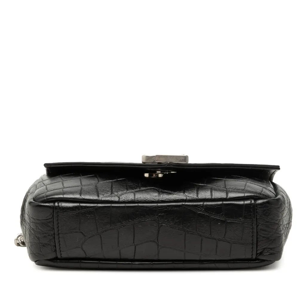 Saint Laurent Baby Croc Embossed Calfskin Classic Monogram Chain Bag Black Leather Very good - Inside View