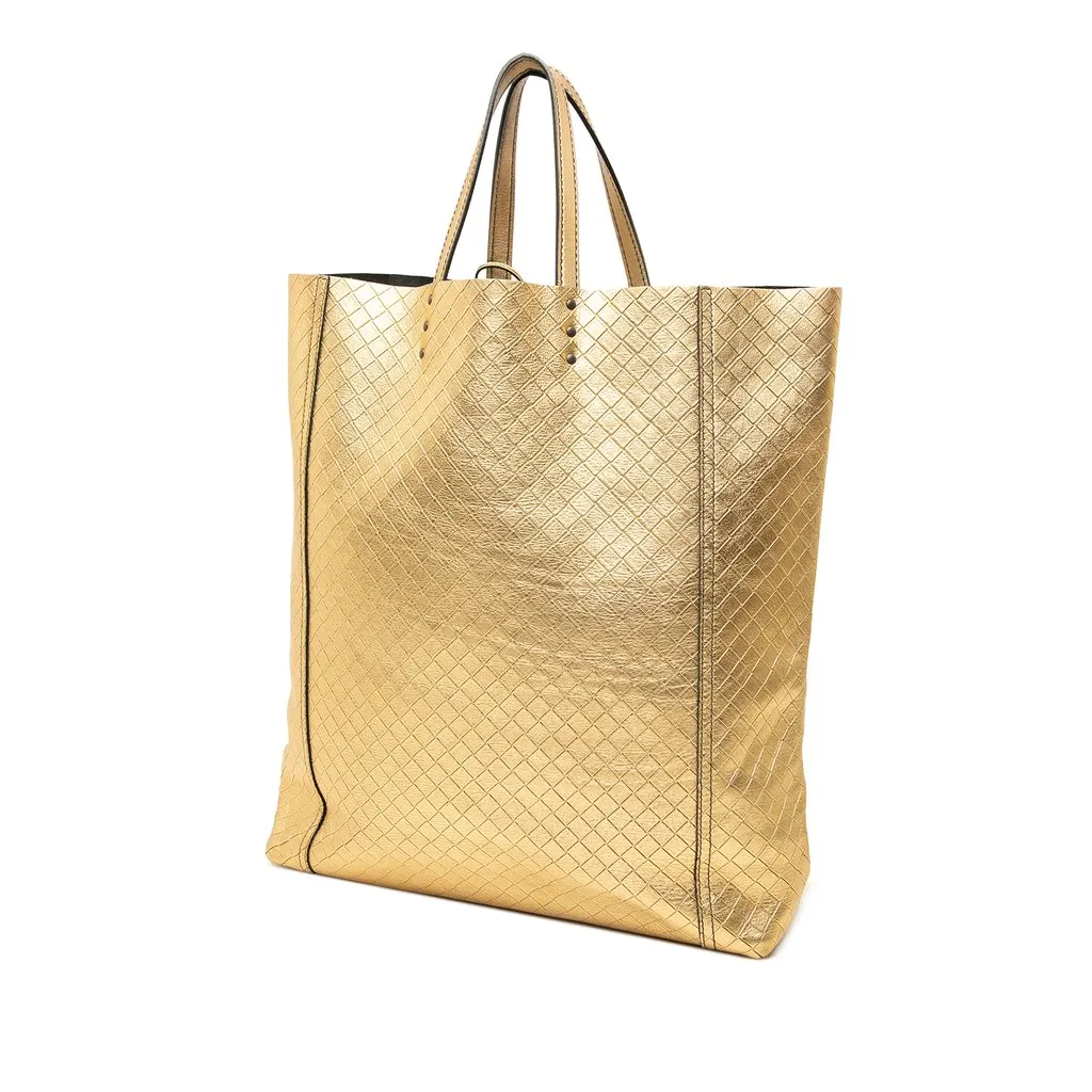 Bottega Veneta Metallic Leather Intrecciomirage Tote Gold Leather Very good - Back View
