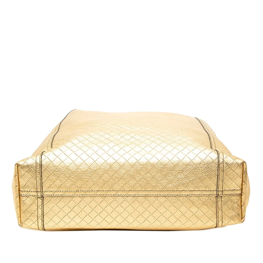 Bottega Veneta Metallic Leather Intrecciomirage Tote Gold Leather Very good - Inside View