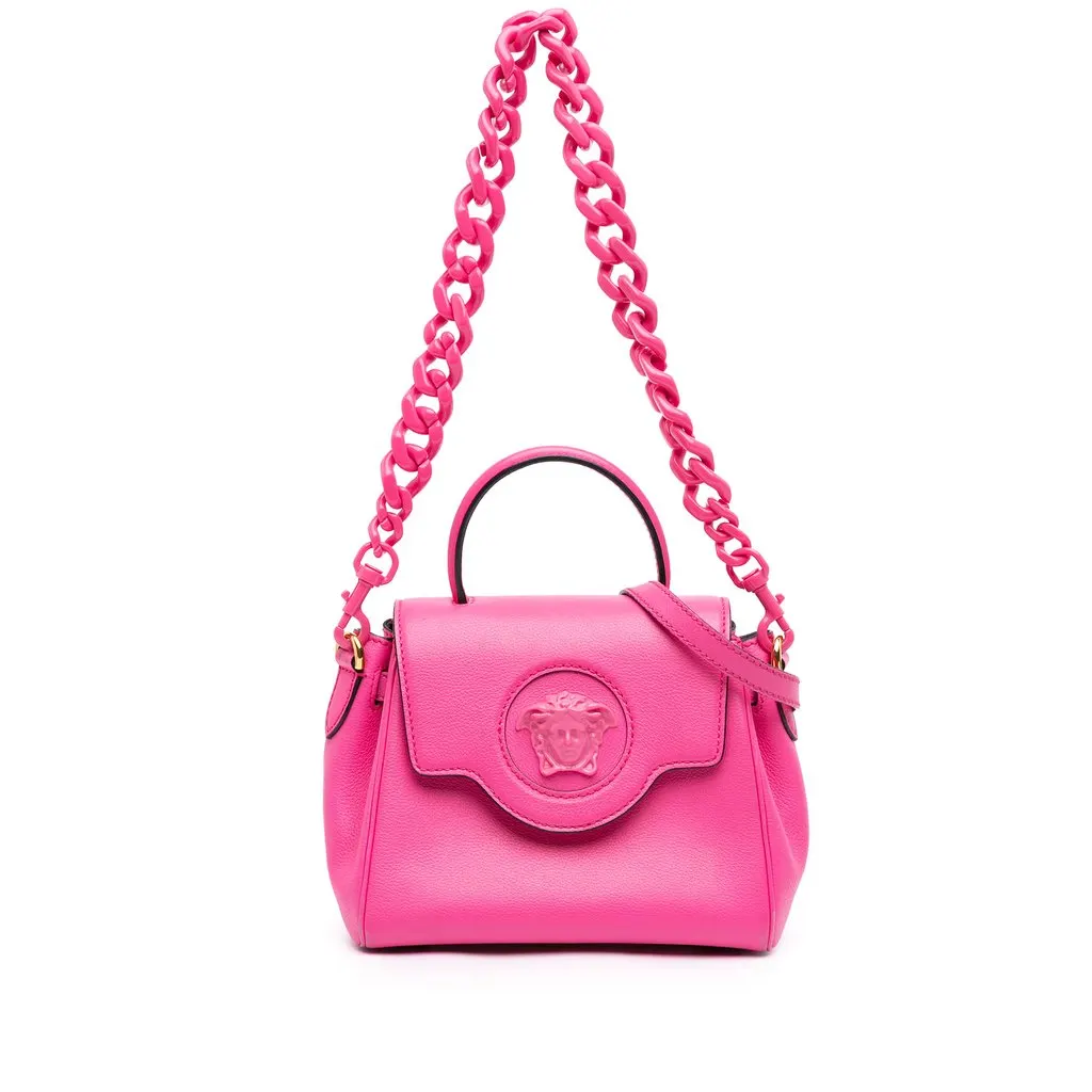 Versace Small Leather La Medusa Top Handle Bag Pink Leather Very good - Front View