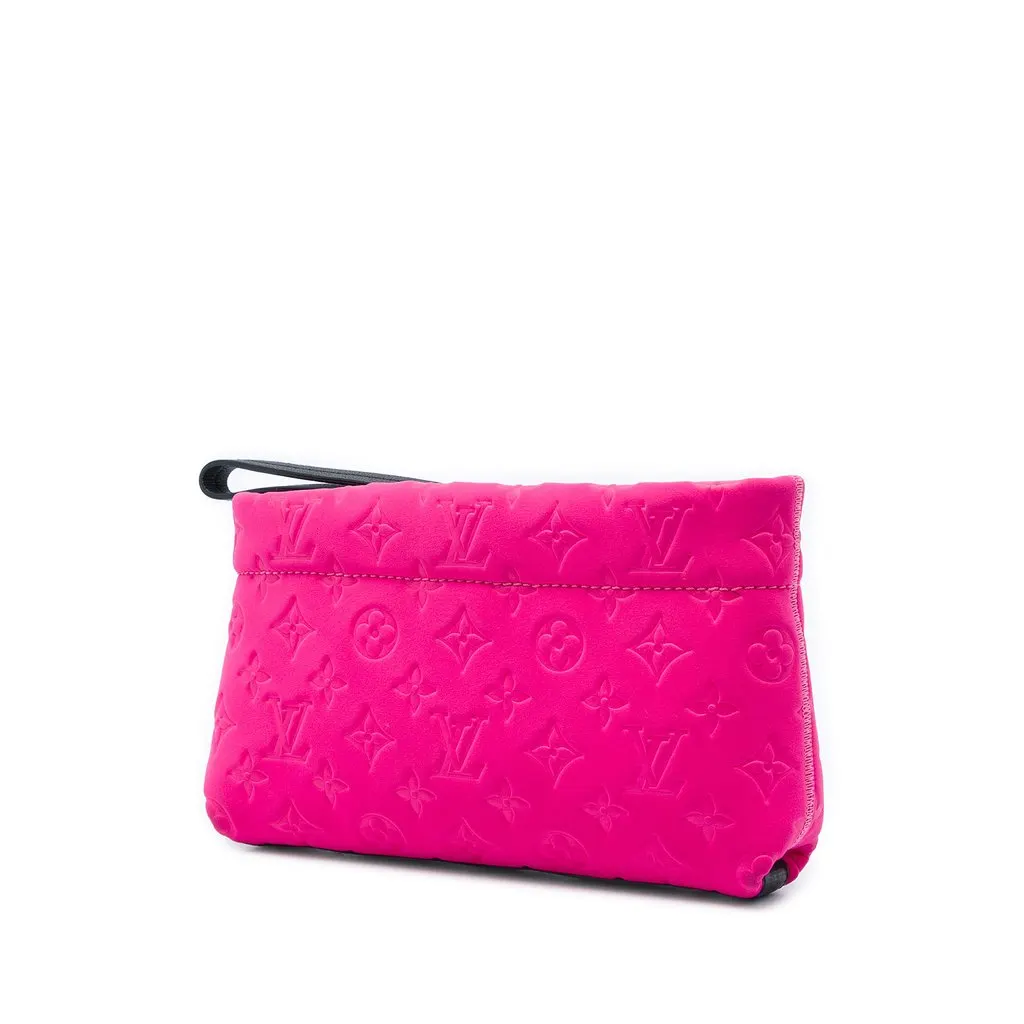 Louis Vuitton Monogram Embossed Neoprene Scuba Clutch Pink Very good - Back View