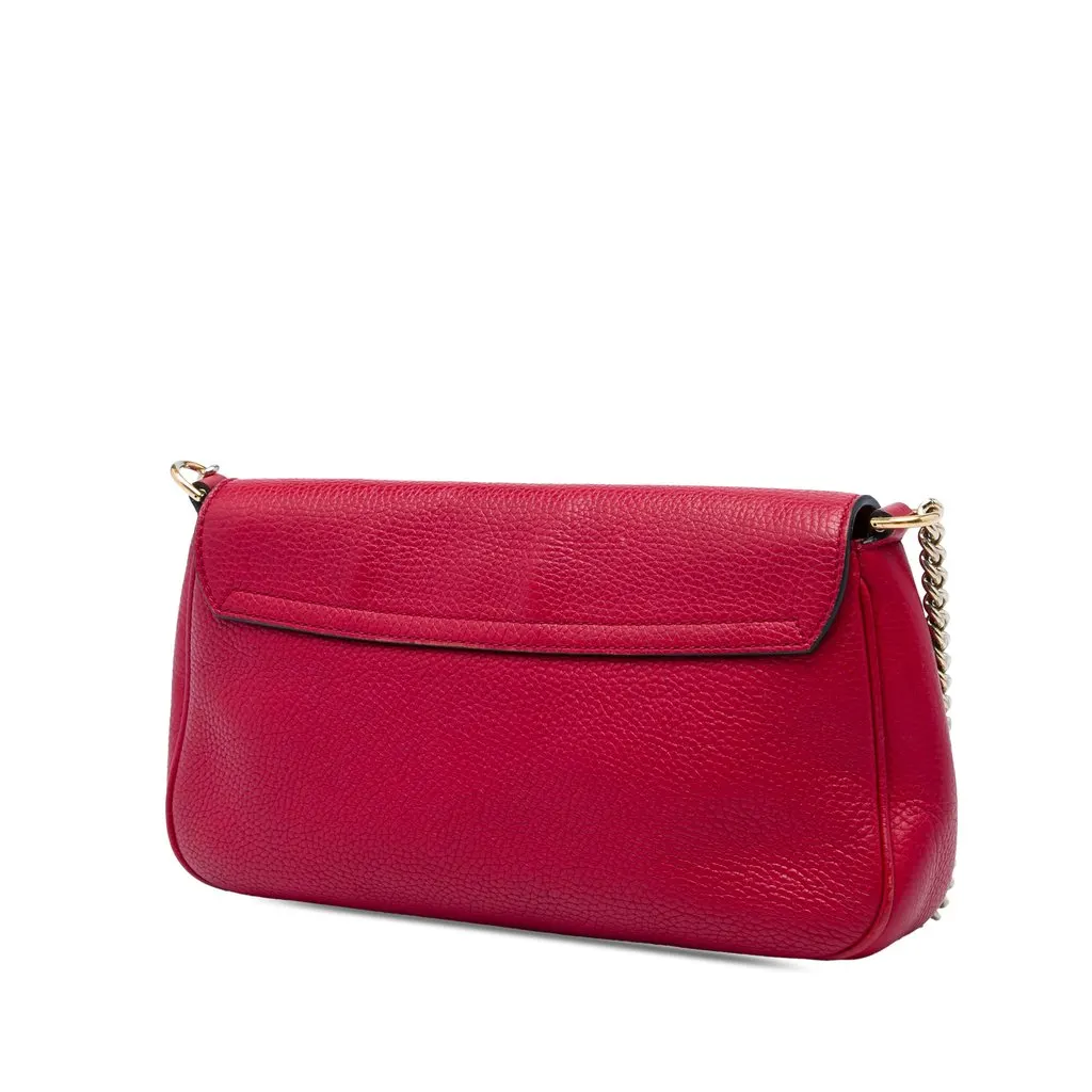Gucci Medium Calfskin Soho Chain Flap Crossbody Red Leather Very good - Back View