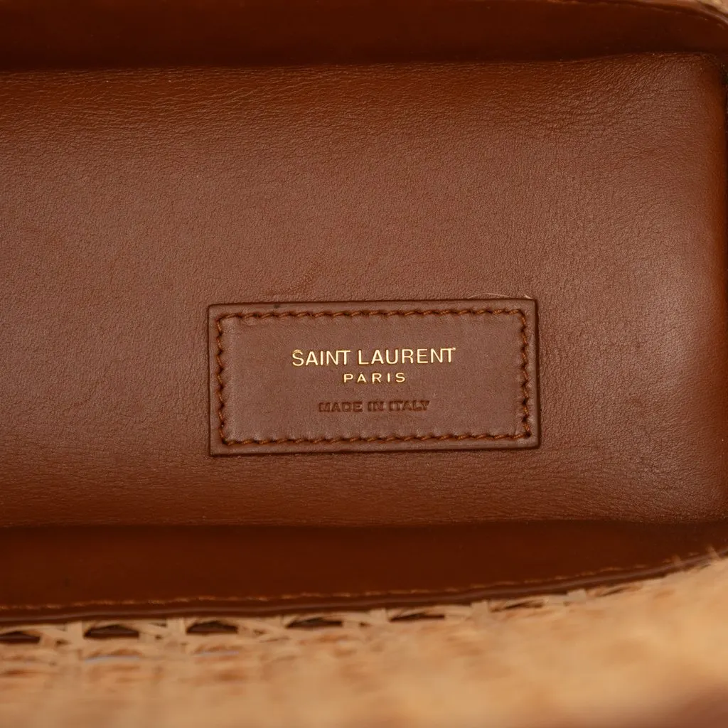 Saint Laurent Toy Rattan and Calfskin North South Shopping Tote Brown Very good - Box View