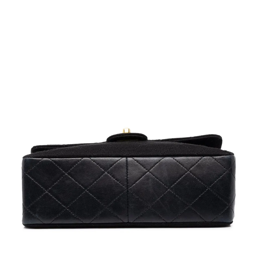 Chanel Mini Quilted Jersey and Lambskin Square Flap Black Cotton Good - Inside View