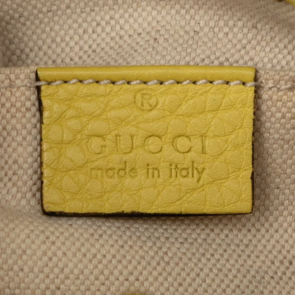 Gucci Mini Calfskin Bamboo Shopper Satchel Yellow Leather Very good - Box View
