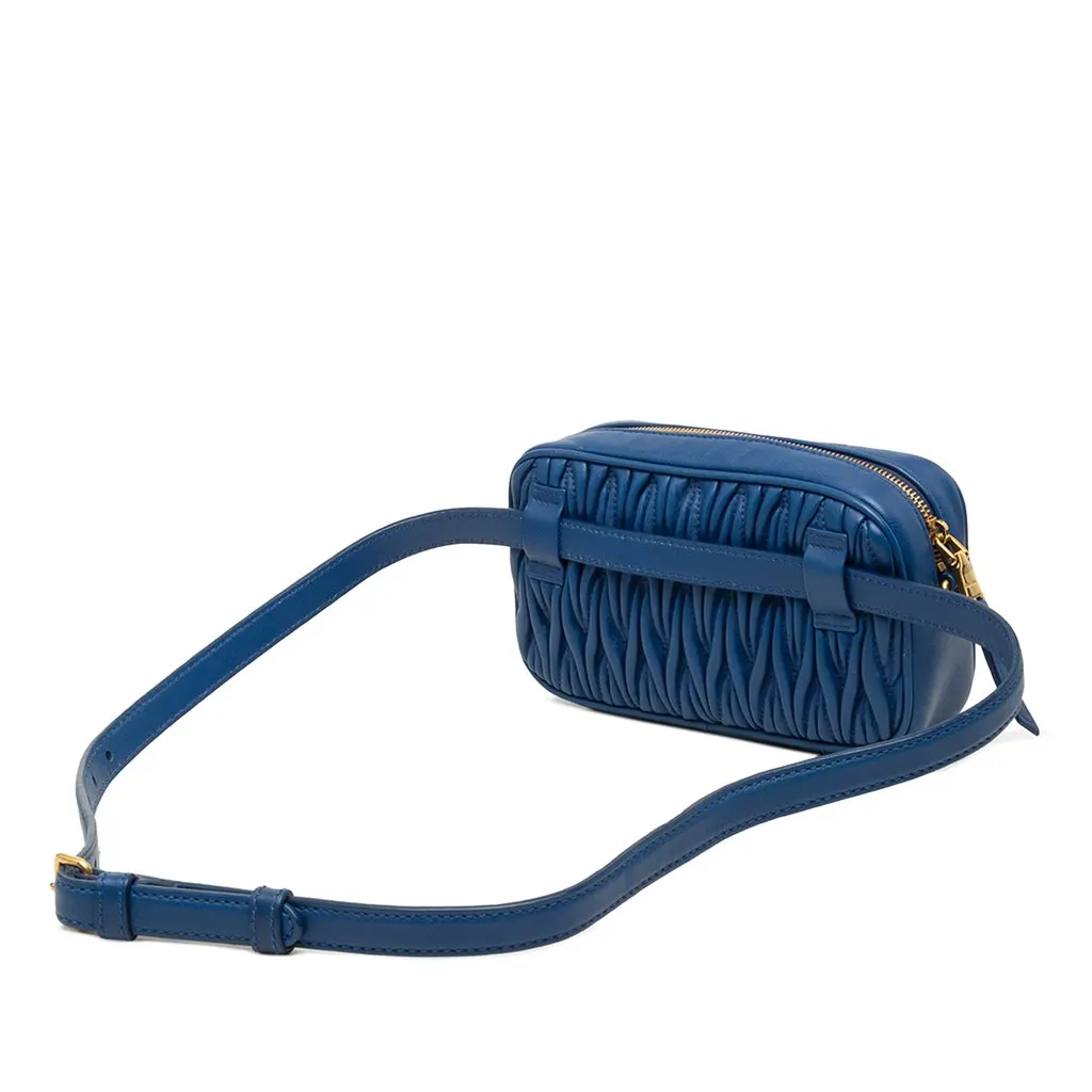 Miu Miu Matelasse Nappa Belt Bag Blue Leather Very good - Back View