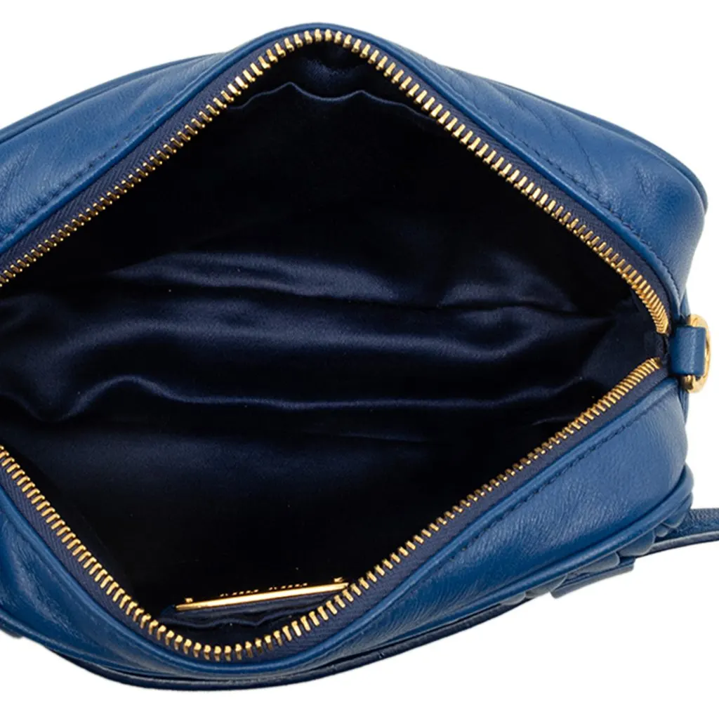 Miu Miu Matelasse Nappa Belt Bag Blue Leather Very good - Model View