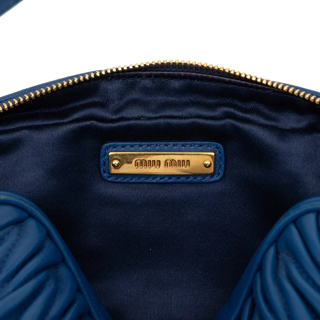 Miu Miu Matelasse Nappa Belt Bag Blue Leather Very good - Box View