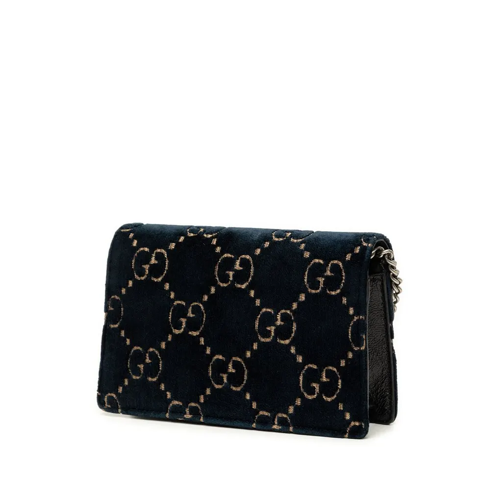 Gucci Mini GG Velvet Dionysus Crossbody Blue Velvet Very good - Back View