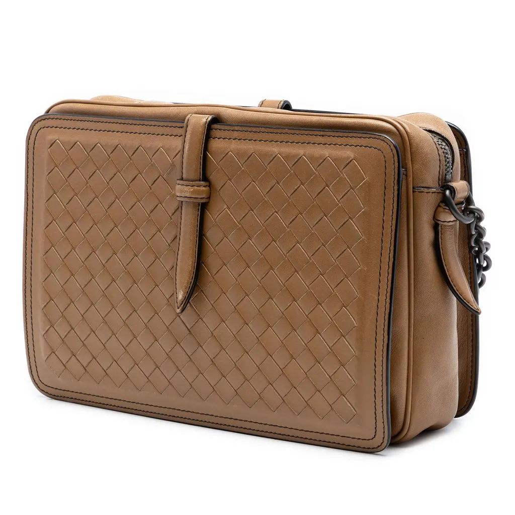 Bottega Veneta Nappa Intrecciato Belt Flap Camera Bag Brown Leather Very good - Back View
