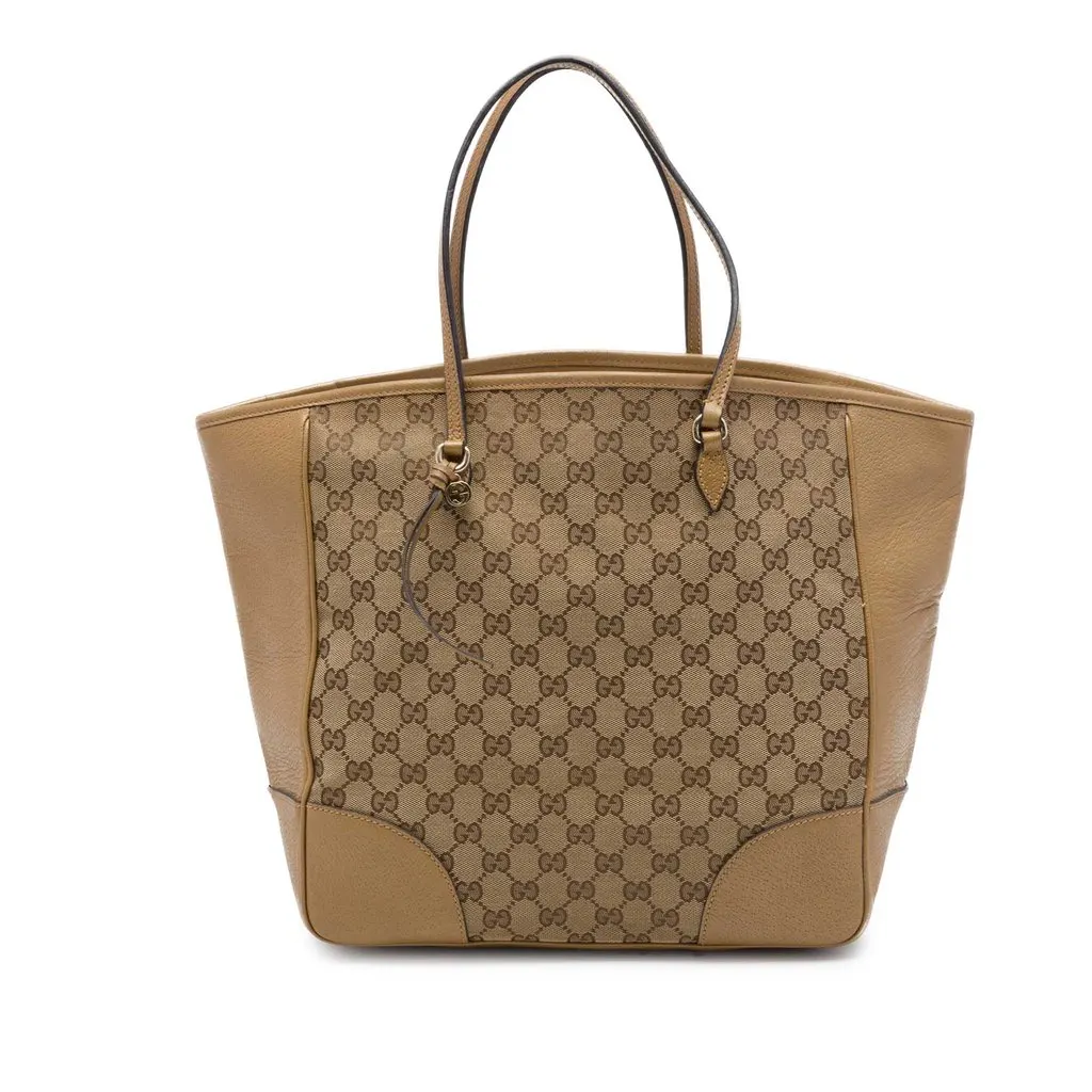 Gucci GG Canvas Bree Tote Beige Canvas Good - Front View
