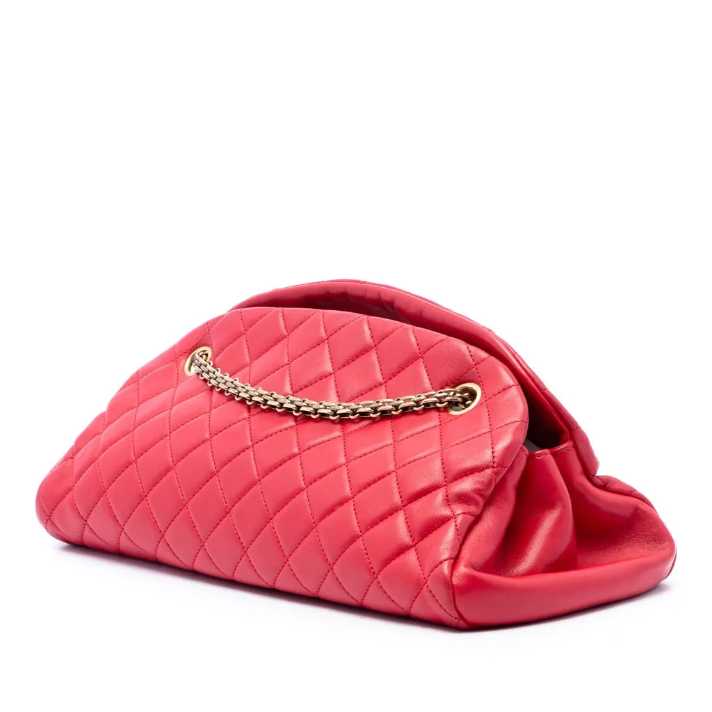 Chanel Medium Lambskin Just Mademoiselle Bowling Bag Red Leather Very good - Back View
