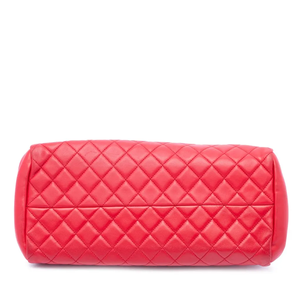 Chanel Medium Lambskin Just Mademoiselle Bowling Bag Red Leather Very good - Inside View