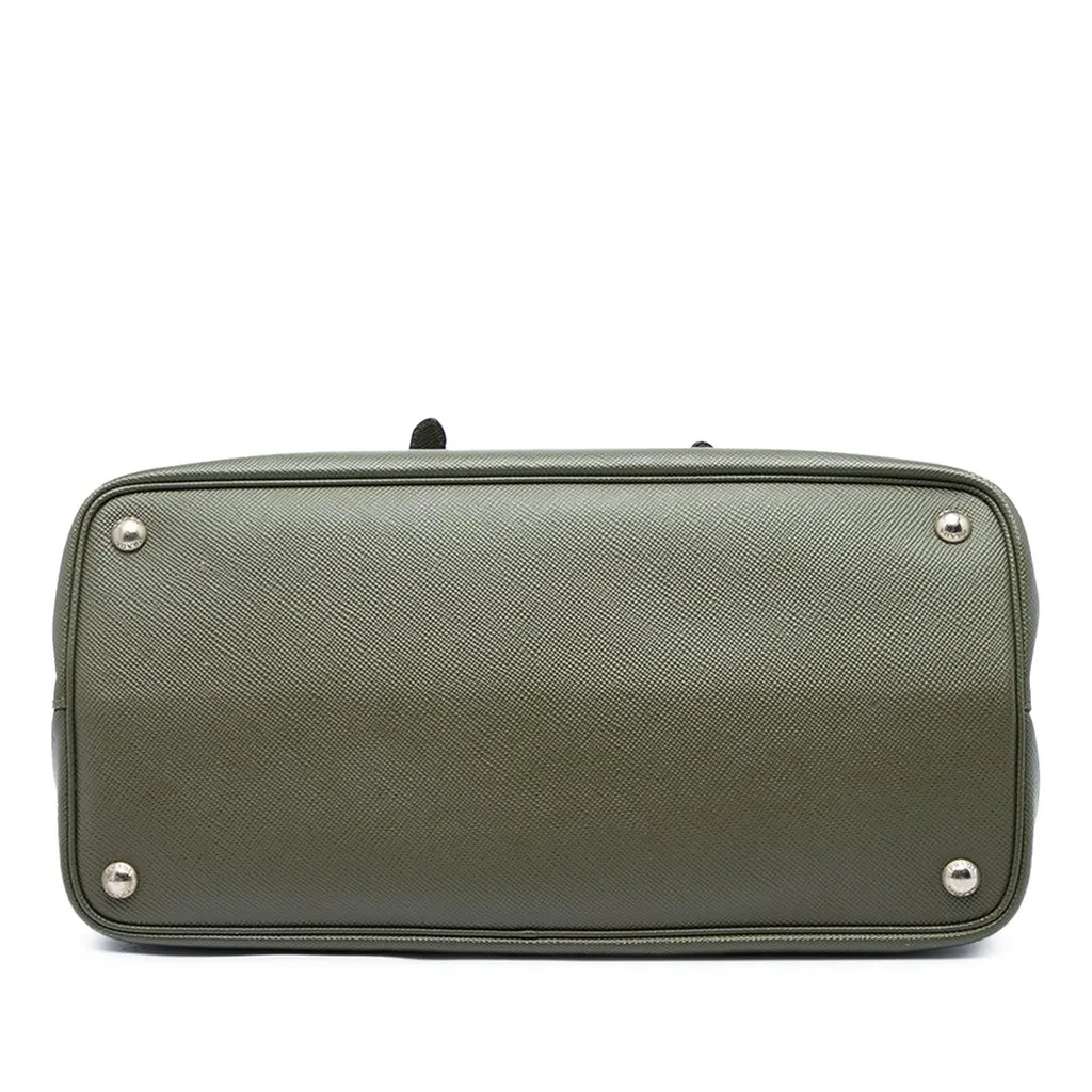 Prada Large Saffiano Cuir Double Handle Satchel Green Leather Very good - Inside View