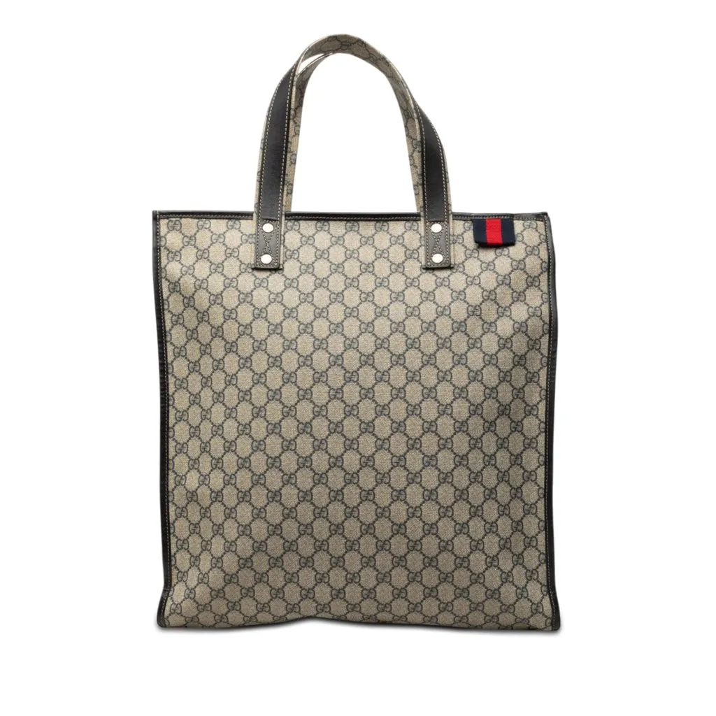 Gucci GG Supreme Web Tote Beige Canvas Very good - Front View
