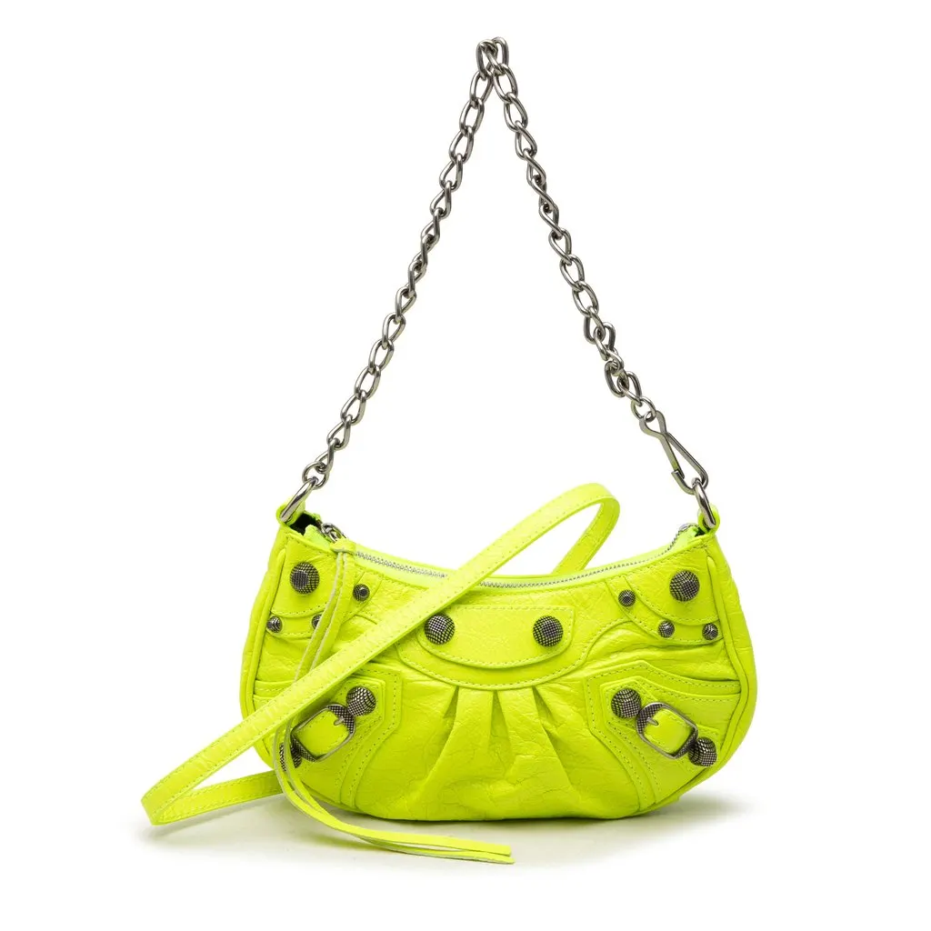 Balenciaga Mini Leather Motocross Le Cagole Green Leather Very good - Front View