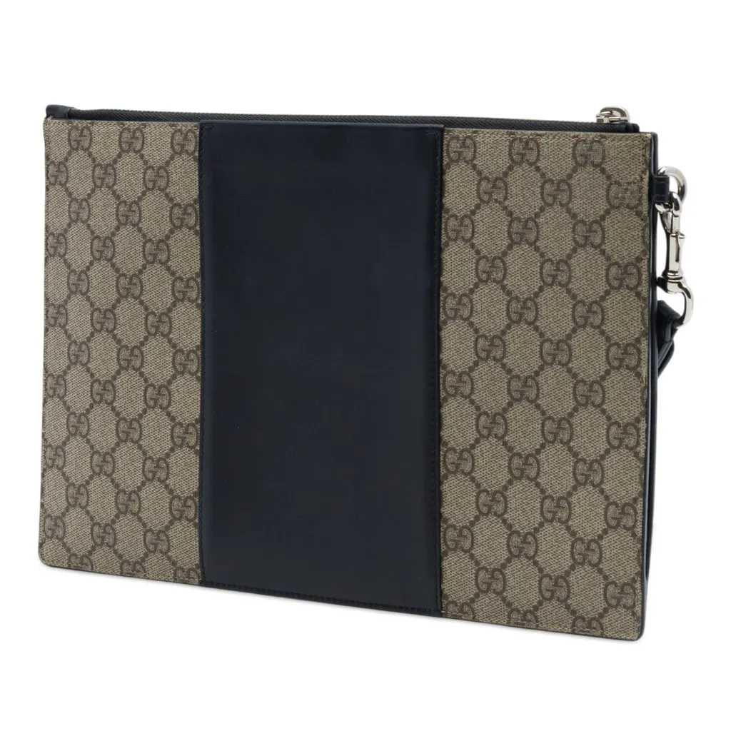 Gucci GG Supreme Wristlet Zip Pouch Beige Very good - Back View