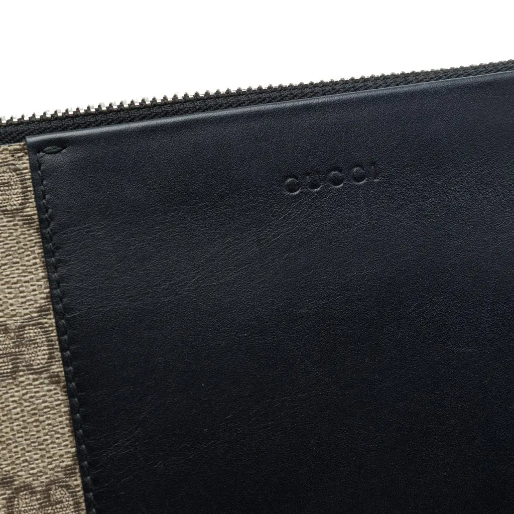 Gucci GG Supreme Wristlet Zip Pouch Beige Very good - Box View