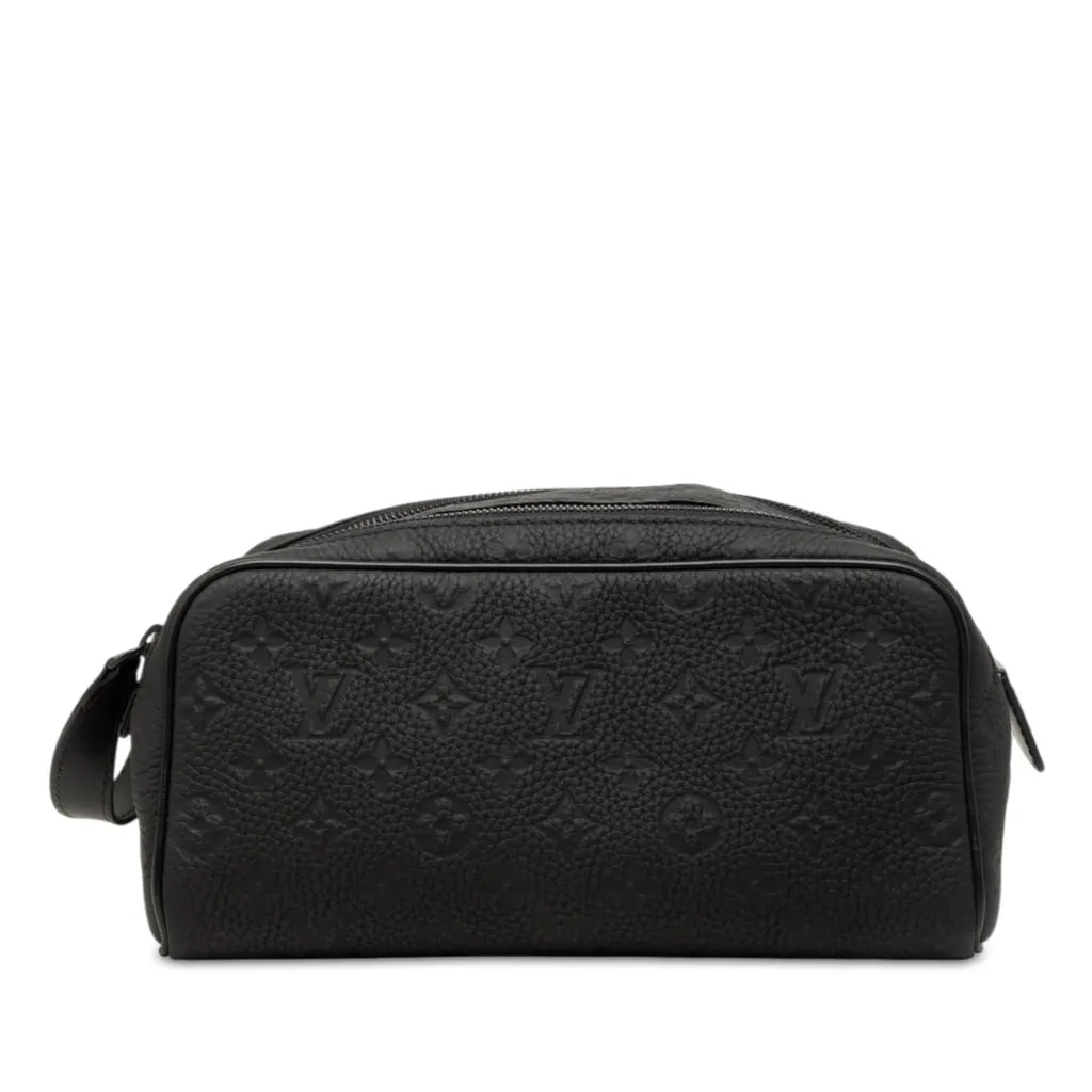 Louis Vuitton Monogram Shadow Locker Dopp Kit Clutch Black Leather Very good - Front View