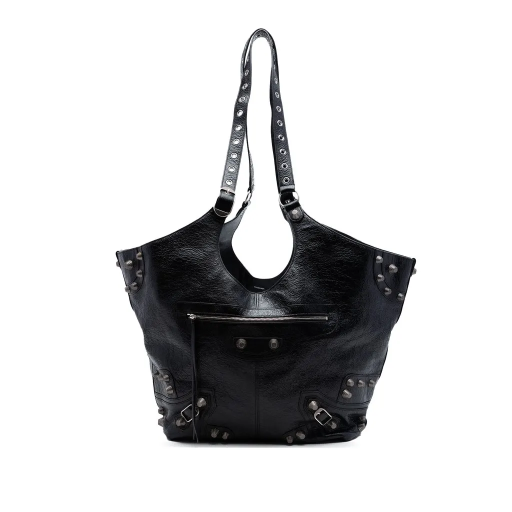 Balenciaga Large Arena Lambskin Le Cagole Carry All Tote Black Leather Very good - Front View
