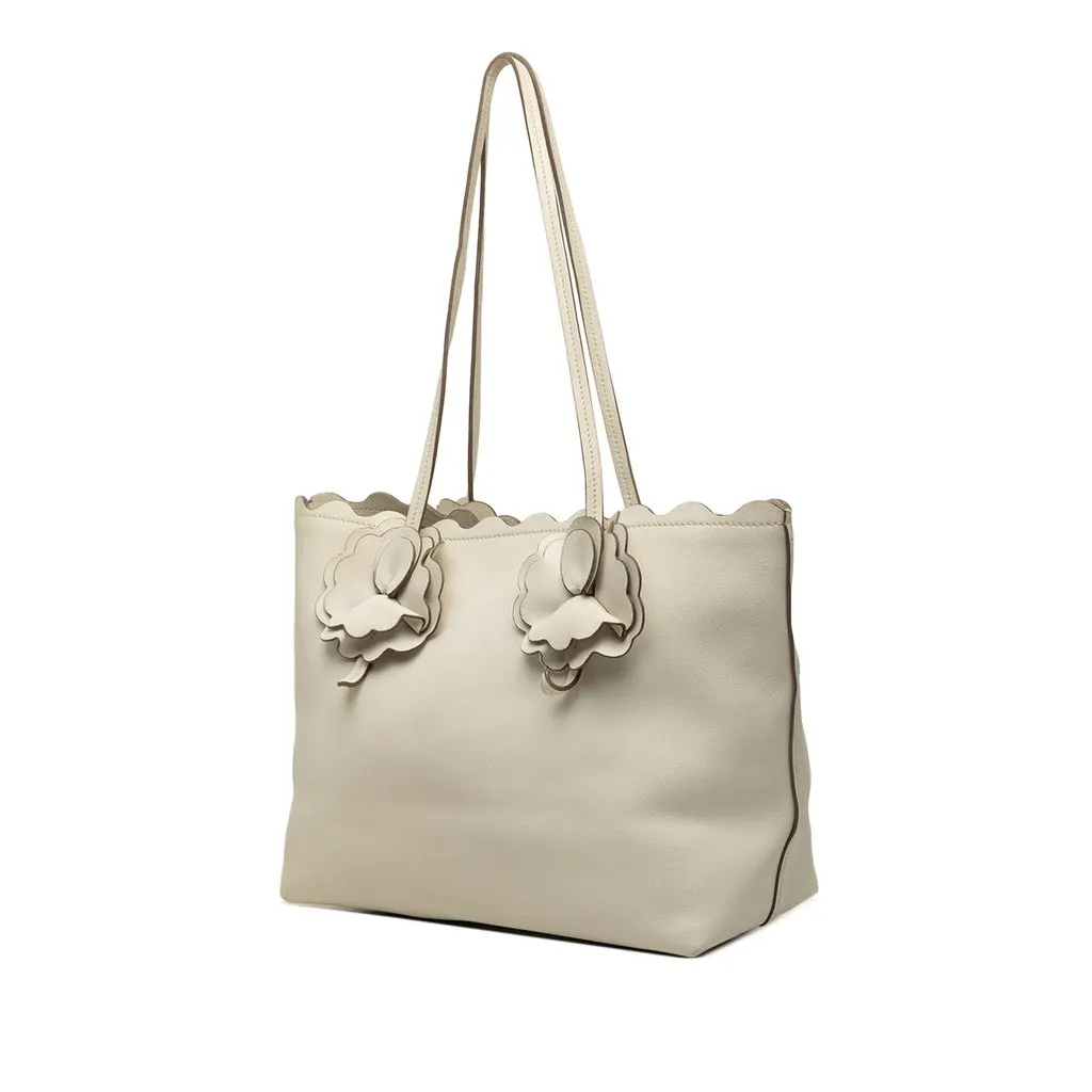 Miu Miu Leather Flower Tote White Leather Very good - Back View
