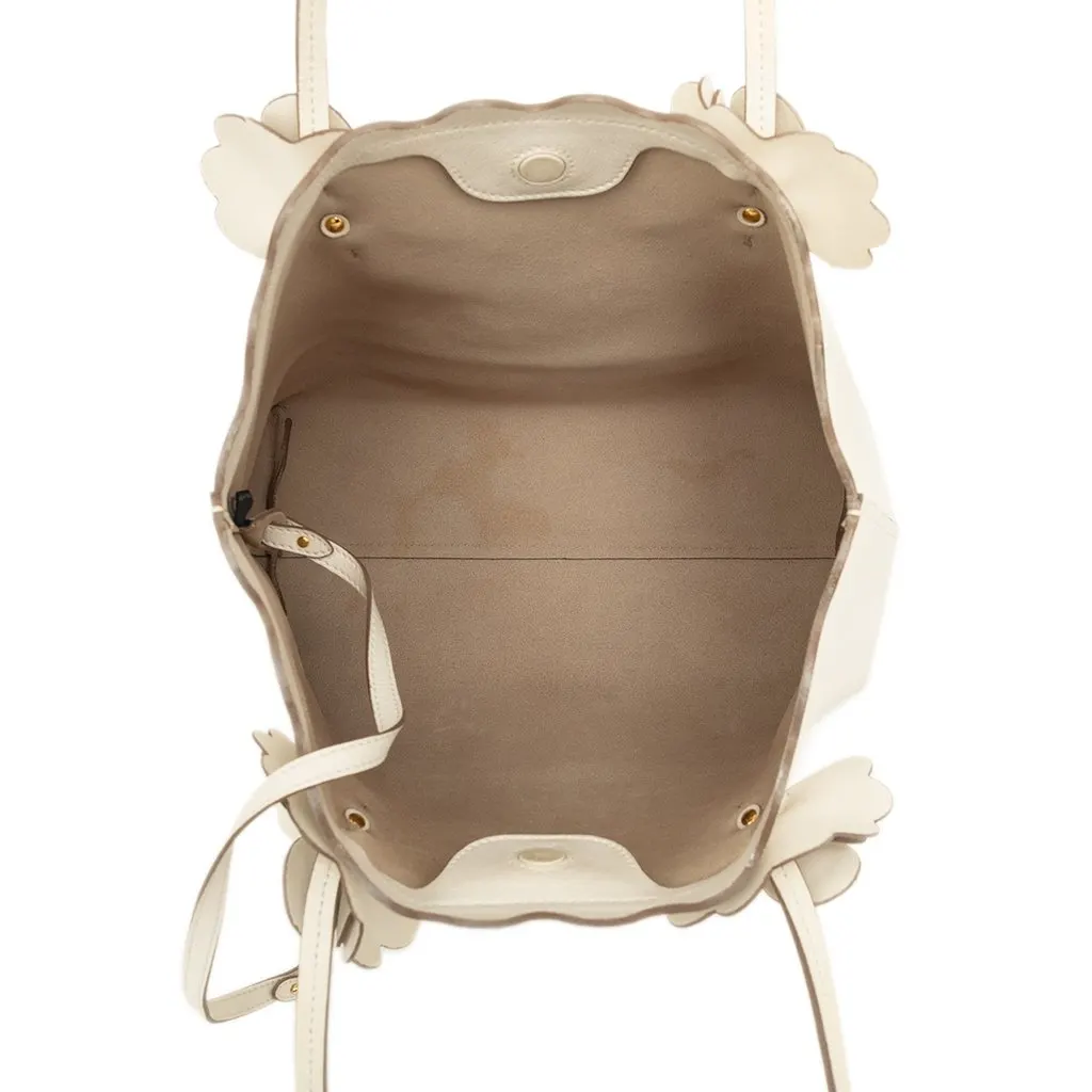 Miu Miu Leather Flower Tote White Leather Very good - Model View