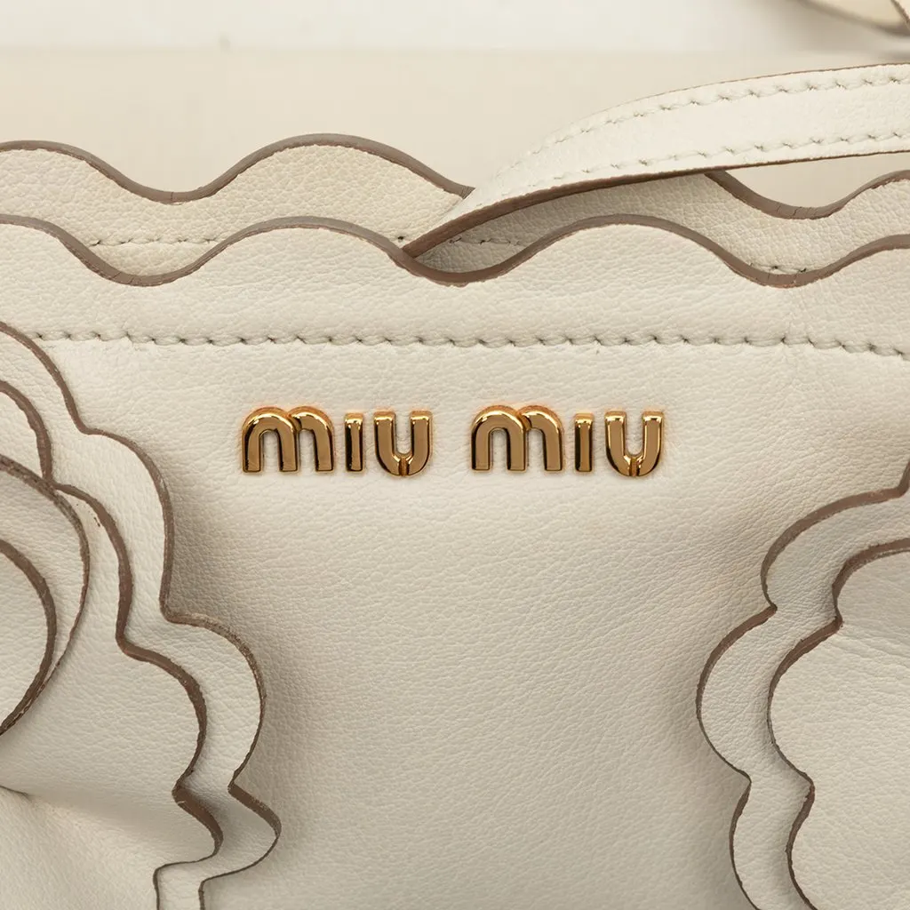 Miu Miu Leather Flower Tote White Leather Very good - Box View