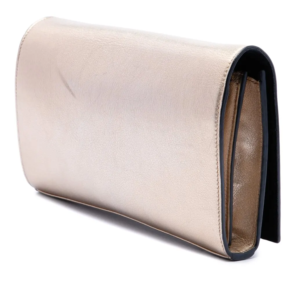 Saint Laurent Medium Metallic Calfskin Monogram Kate Crossbody Pink Leather Very good - Back View